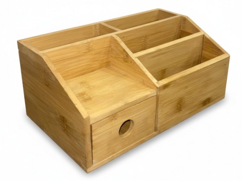 Professional-grade Bamboo Desktop Organizer with Drawer - Eco-friendly Office Storage